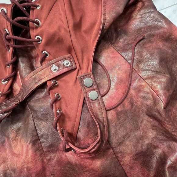 New Fashion Nova Womens Ready For Love Wash Faux Leather Romper Sz Large - Picture 11 of 14